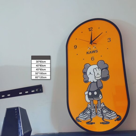 Modern KAWS Clock, KAWS Companion Orange Wall Clock Artsy Wall Clock Decoration - Picture 9 of 13